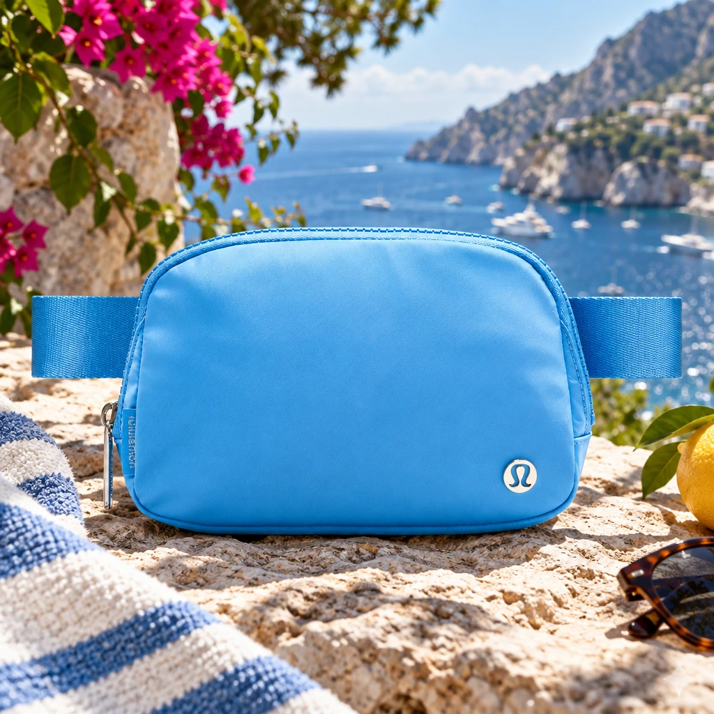 Blue belt bag, editorial photoshoot sample