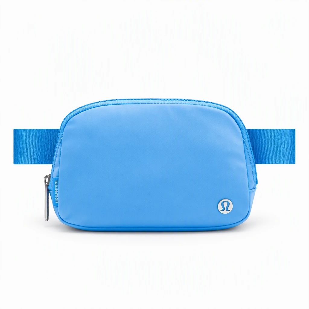 Blue belt bag, studio photoshoot sample